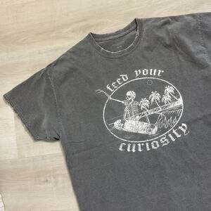 Urban Outfitters Oversized Distressed Tee Feed Your Curiosity Small Medium Grey